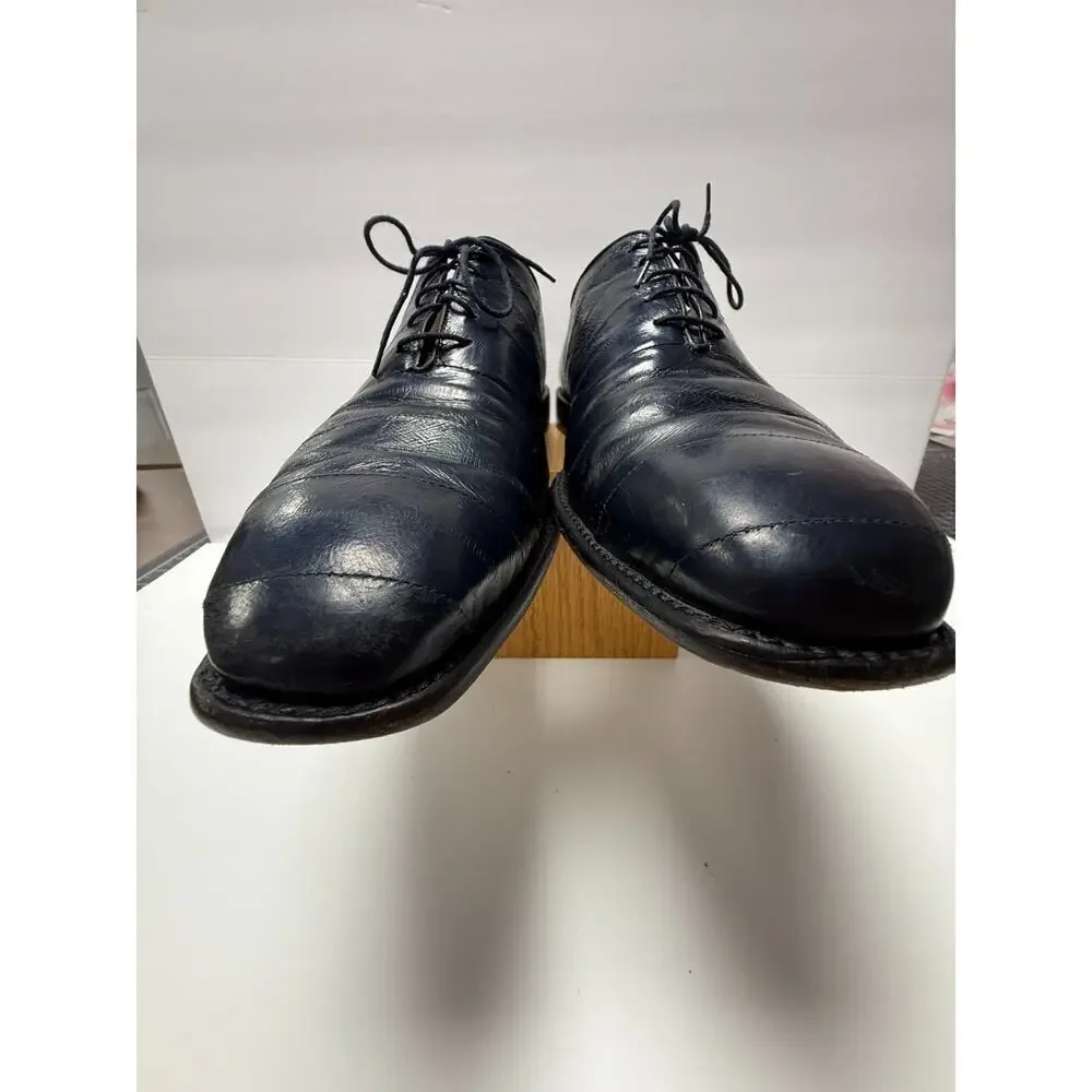 Belvedere Florence Navy Blue Leather Lace Up Dress Shoes Italy Mens 13